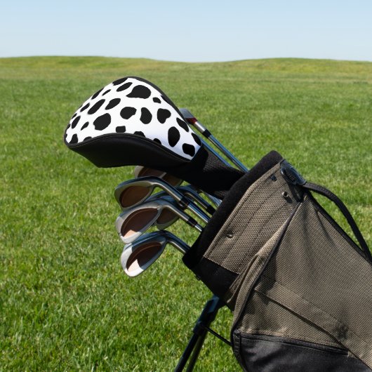 Kuh-Druck, Kuhmuster, Kuh-Spots, schwarz-weiß Golf Headcover (In SItu)