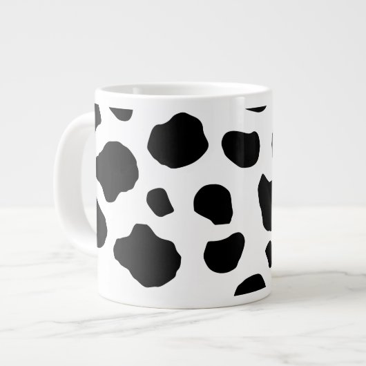 Kuh-Druck, Kuhmuster, Kuh-Spots, schwarz-weiß Jumbo-Tasse (Vorderseite Links)