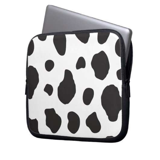 Kuh-Druck, Kuhmuster, Kuh-Spots, schwarz-weiß Laptopschutzhülle (Vorderseite Links)