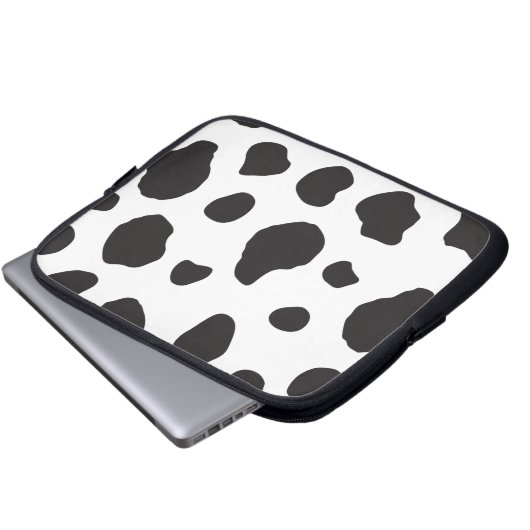 Kuh-Druck, Kuhmuster, Kuh-Spots, schwarz-weiß Laptopschutzhülle (Vorne Knopf)