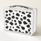 Kuh-Druck, Kuhmuster, Kuh-Spots, schwarz-weiß Metall Brotdose (Rückseite)