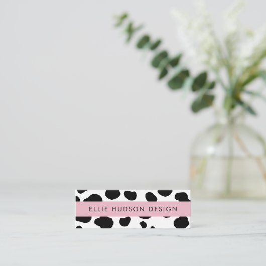 Kuh-Druck, Kuhmuster, Kuh-Spots, schwarz-weiß Mini Visitenkarte (Stehend Vorderseite)