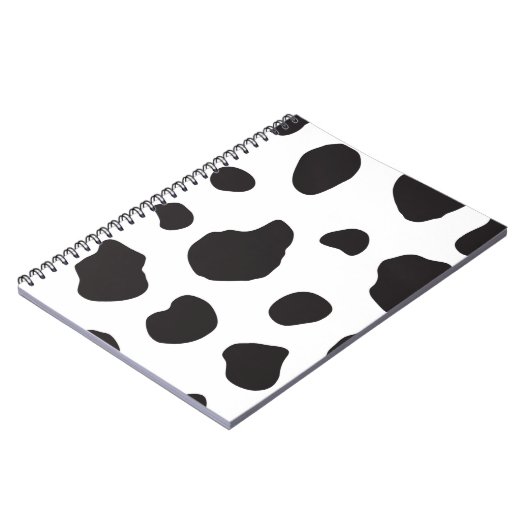 Kuh-Druck, Kuhmuster, Kuh-Spots, schwarz-weiß Notizblock (Linke Seite)