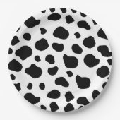 Kuh-Druck, Kuhmuster, Kuh-Spots, schwarz-weiß Pappteller (Vorderseite)