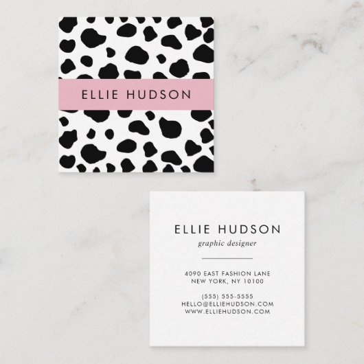 Kuh-Druck, Kuhmuster, Kuh-Spots, schwarz-weiß Quadratische Visitenkarte (Vorne/Hinten)