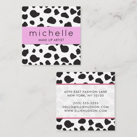 Kuh-Druck, Kuhmuster, Kuh-Spots, schwarz-weiß Quadratische Visitenkarte (Vorne/Hinten)