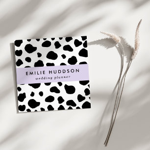 Kuh-Druck, Kuhmuster, Kuh-Spots, schwarz-weiß Quadratische Visitenkarte