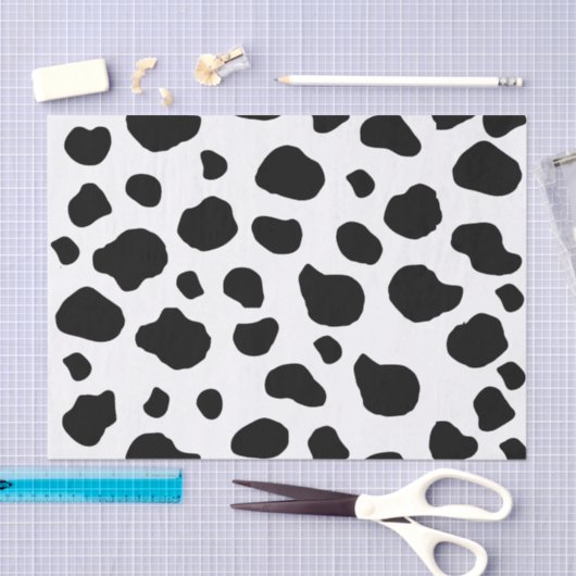 Kuh-Druck, Kuhmuster, Kuh-Spots, schwarz-weiß Seidenpapier (Handwerk)