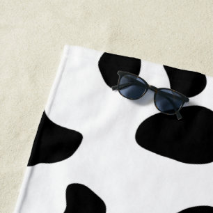Kuh-Druck, Kuhmuster, Kuh-Spots, schwarz-weiß Strandtuch