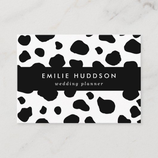 Kuh-Druck, Kuhmuster, Kuh-Spots, schwarz-weiß Visitenkarte (Vorderseite)