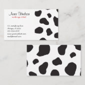 Kuh-Druck, Kuhmuster, Kuh-Spots, schwarz-weiß Visitenkarte (Vorne/Hinten)