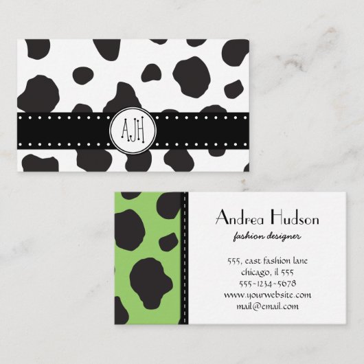 Kuh-Druck, Kuhmuster, Kuh-Spots, Tierdruck Visitenkarte (Vorne/Hinten)