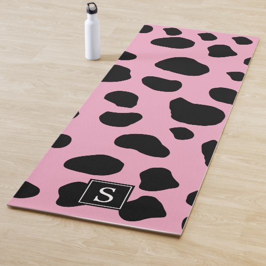 Kuh-Druck, Kuhstropfen, rosa Kuh, Monogramm Yogamatte (Beispiel)