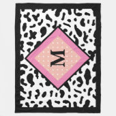 Kuh-Druck-Muster-Monogramm-Fliesblanket Fleecedecke (Vorderseite)