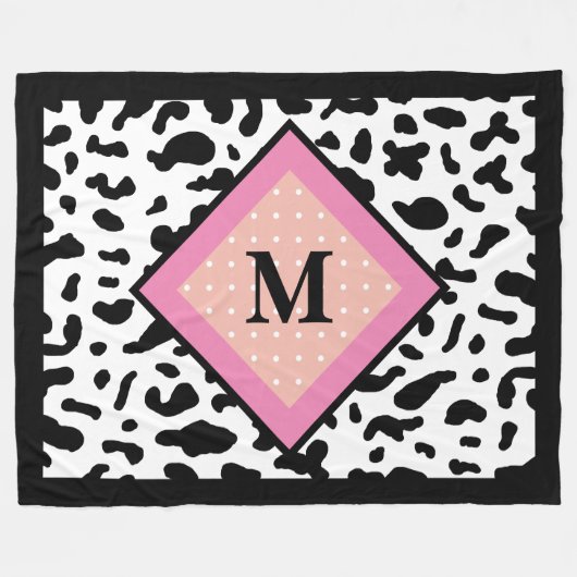 Kuh-Druck-Muster-Monogramm-Fliesblanket Fleecedecke (Vorderseite (Horizontal))