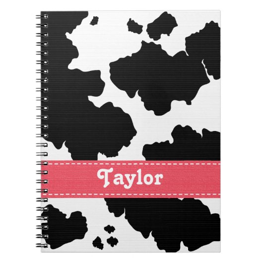 Kuh-Druck-Notizbuch-Zeitschriften-Rosa-Band Notizblock (Vorderseite)