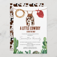 Kuh drucken Rustikale kleine Cowboy Babydusche