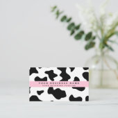 Kuh drucken Schwarz und Weiß mit Rosa Visitenkarte (Stehend Vorderseite)