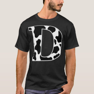 Kuh drucken Schwarz-Weiß-Anfangsbuchstaben D T-Shirt