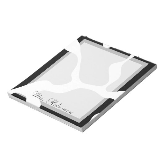 Kuh drucken Schwarz-Weiß-Lehrer-Notepad Notizblock (Rotiert)