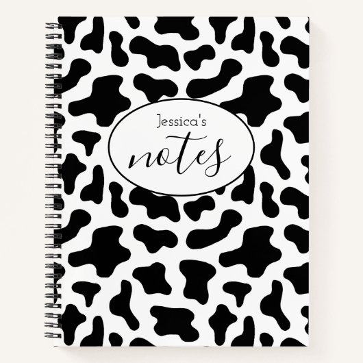 Kuh druckt Schwarzweiß-Individuelle Name Notizblock (Vorderseite)