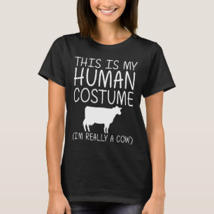 Kuh Einfacher Halloween-Menschen-Kostüm Färse Land T-Shirt
