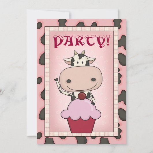 Kuh - Eiscreme-u. Eis-Skaten-Party Einladung (Vorderseite)