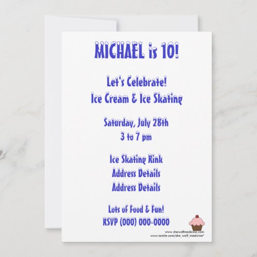 Kuh - Eiscreme-u. Eis-Skaten-Party Einladung (Rückseite)