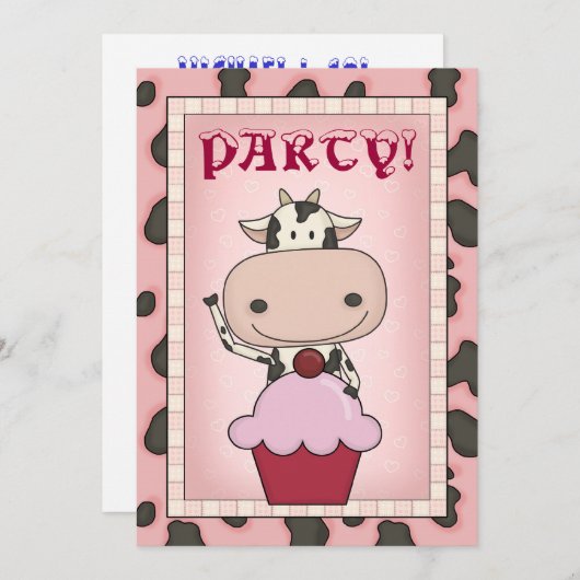 Kuh - Eiscreme-u. Eis-Skaten-Party Einladung (Vorne/Hinten)