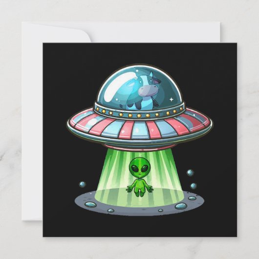 Kuh entführt Alien Einladung (Vorderseite)
