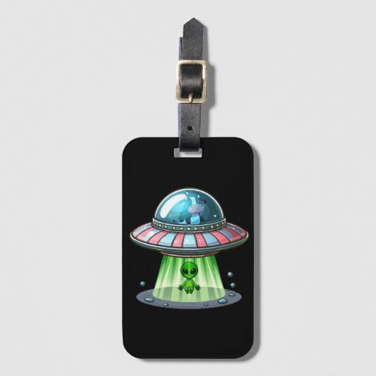 Kuh entführt Alien Gepäckanhänger (Vorderseite Vertikal)