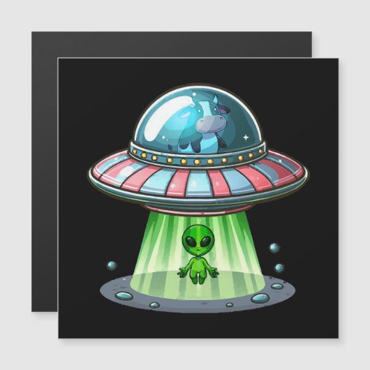 Kuh entführt Alien Magnetkarte (Vorne/Hinten)