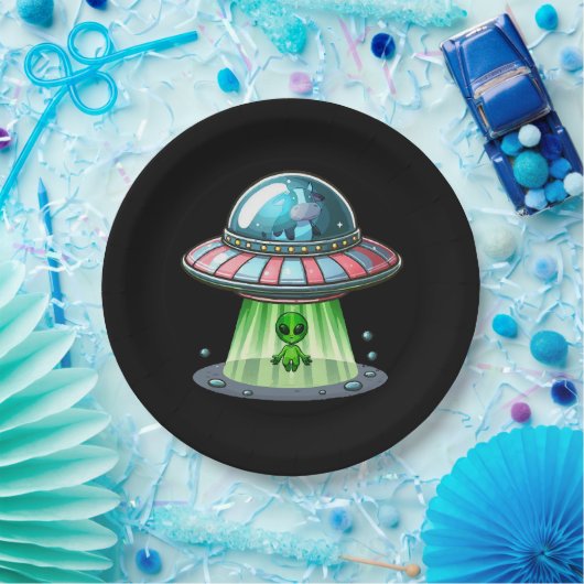 Kuh entführt Alien Pappteller (Party)