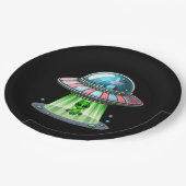 Kuh entführt Alien Pappteller (Schrägansicht)