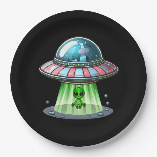 Kuh entführt Alien Pappteller (Vorderseite)