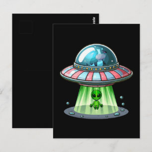 Kuh entführt Alien Postkarte