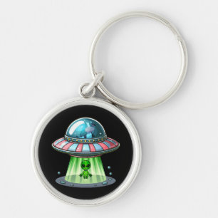 Kuh entführt Alien Schlüsselanhänger