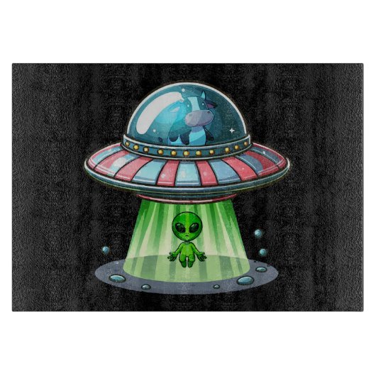 Kuh entführt Alien Schneidebrett (Vorderseite)