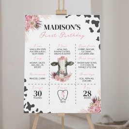 Kuh Erste Geburtstagsfeier Meilenstein-Zeichen Poster