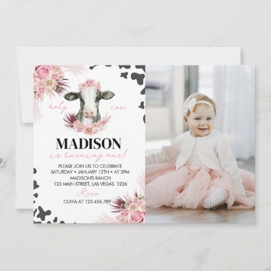 Kuh Erstgeburt Foto Einladung (Vorderseite)