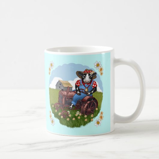 Kuh fährt Traktor Tasse (Rechts)