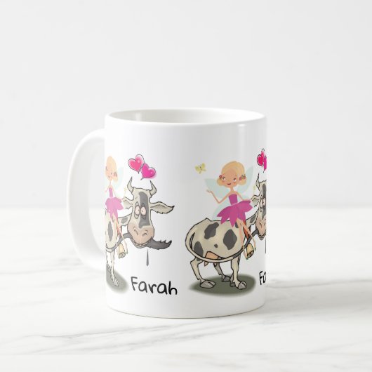 Kuh Fairy Floral Rosa Herz Tasse (Vorderseite Links)