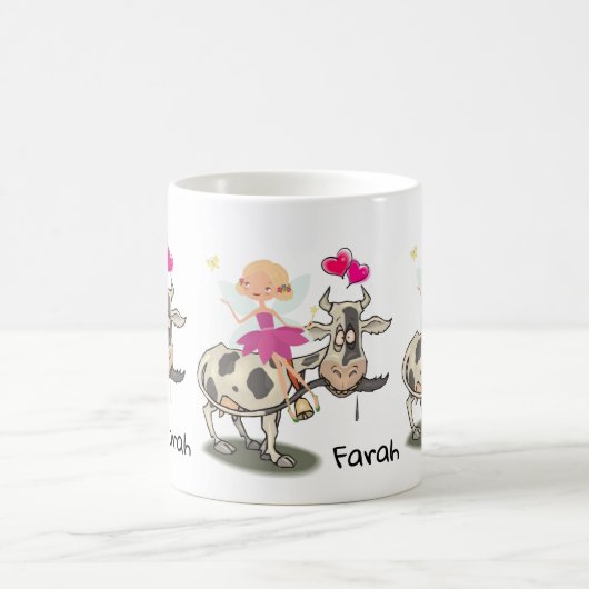 Kuh Fairy Floral Rosa Herz Tasse (Mittel)