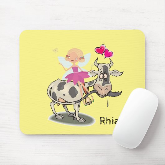 Kuh Fairy rosa Herz Mouse Pad! Mousepad (Mit Mouse)