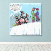 Kuh Familienschnee Skifahren Funny Canvas Print Leinwanddruck (Insitu (Holzboden))