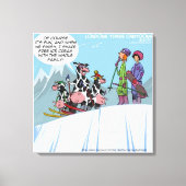 Kuh Familienschnee Skifahren Funny Canvas Print Leinwanddruck (Vorderseite)