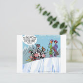 Kuh Familienschnee Skifahren Funny Postkarte (Stehend Vorderseite)
