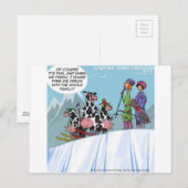 Kuh Familienschnee Skifahren Funny Postkarte (Vorne/Hinten)