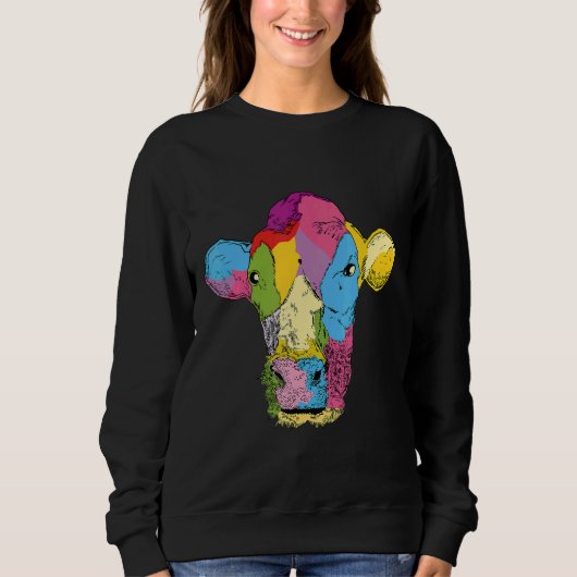 Kuh farbige Tiere Farm Männer Sweatshirt (Vorderseite)