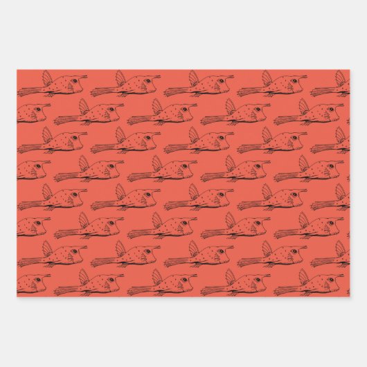 Kuh Fisch Wassertiere Muster Orange Red Lila Geschenkpapier Set (Vorderseite 2)